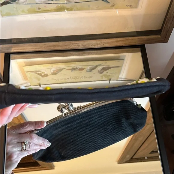 Chloe Black kiss lock Clutch with Colorful Beads - Picture 5 of 16